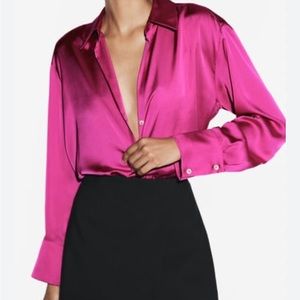 Zara button up top satin
